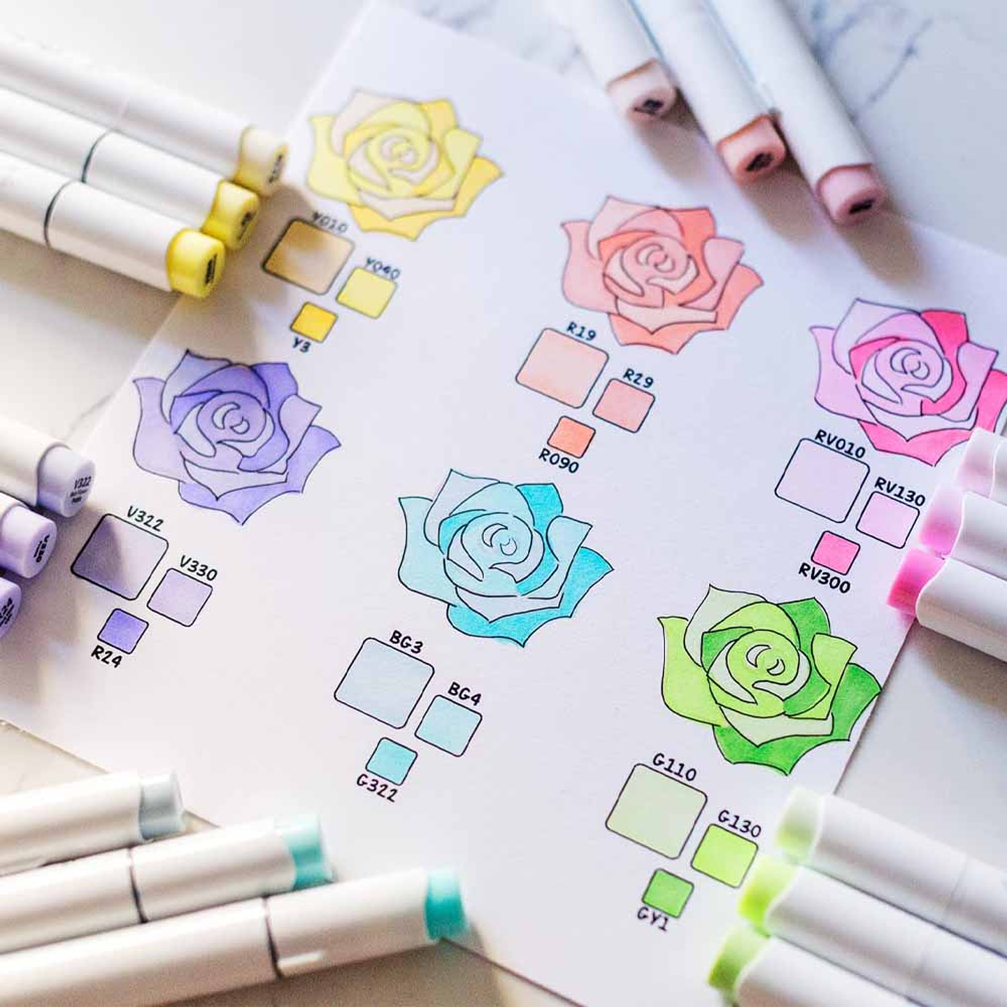 OHUHU 48 MARCADORES COLORES PASTEL FLORECIENTES PINCEL&BISELADA 7