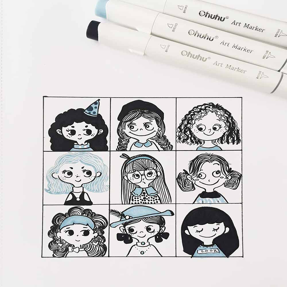 OHUHU 36 MARCADORES DE ALCOHOL GRISES + 1 BLENDER PINCEL&BISELADA 7