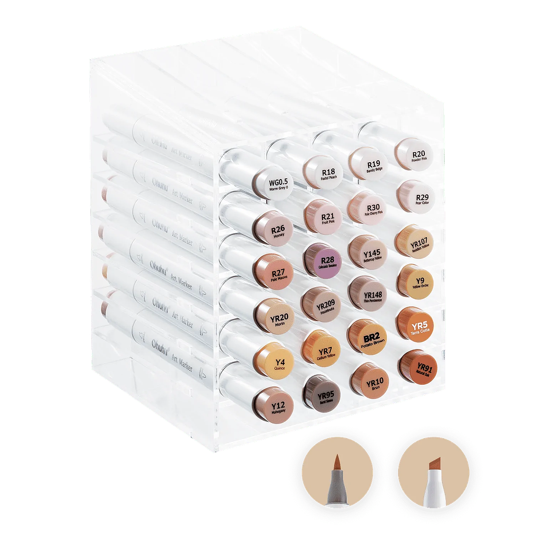 OHUHU 24 MARCADORES DE ALCOHOL PIEL + 1 BLENDER PINCEL&BISELADA 4