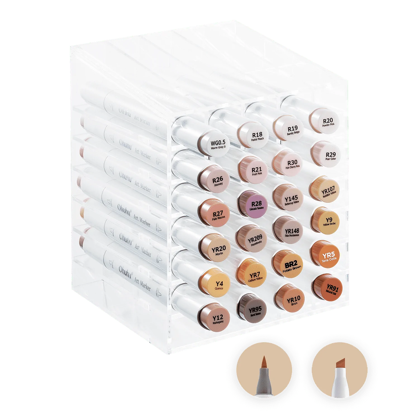 OHUHU 24 MARCADORES DE ALCOHOL PIEL + 1 BLENDER PINCEL&BISELADA 4