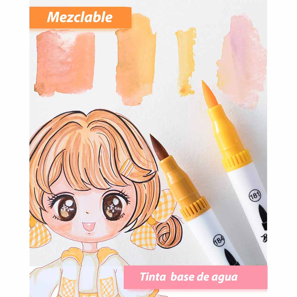 OHUHU 36 MARCADORES TONOS PIEL PINCEL & TIRALÍNEAS FINO 7