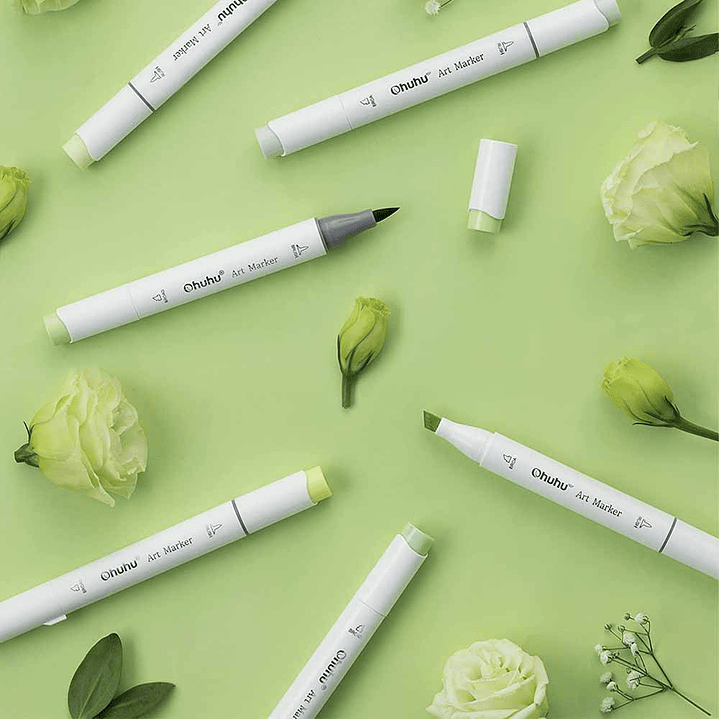 OHUHU 48 MARCADORES COLORES PASTEL FLORECIENTES PINCEL&BISELADA 8