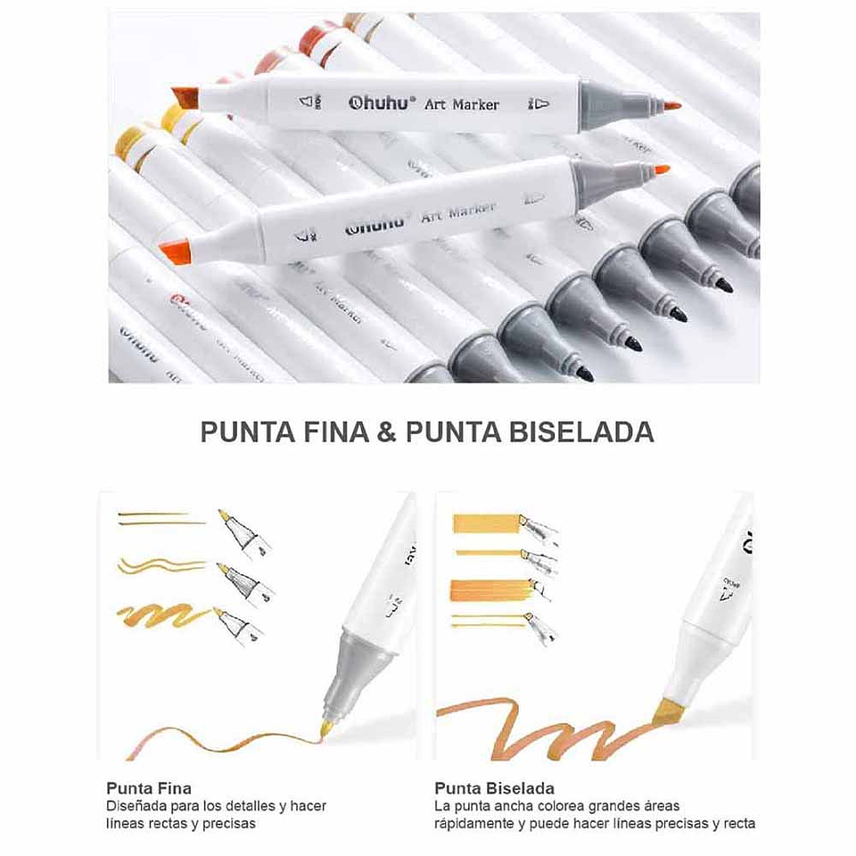 OHUHU 160 MARCADORES DE ALCOHOL + 1 BLENDER FINA&BISELADA 2