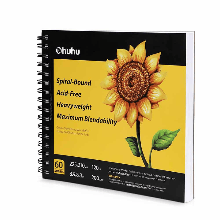 OHUHU BLOCK ESPIRAL PARA MARCADORES DE ALCOHOL (22 X 21 CM, 60 HOJAS) 120 LB/200 GSM 1