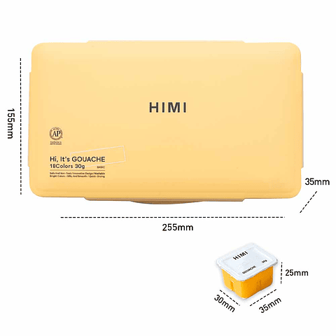 HIMI SET GOUACHE 18 COLORES / 30GR (NO INCLUYE PINCELES) ESTUCHE AMARILLO