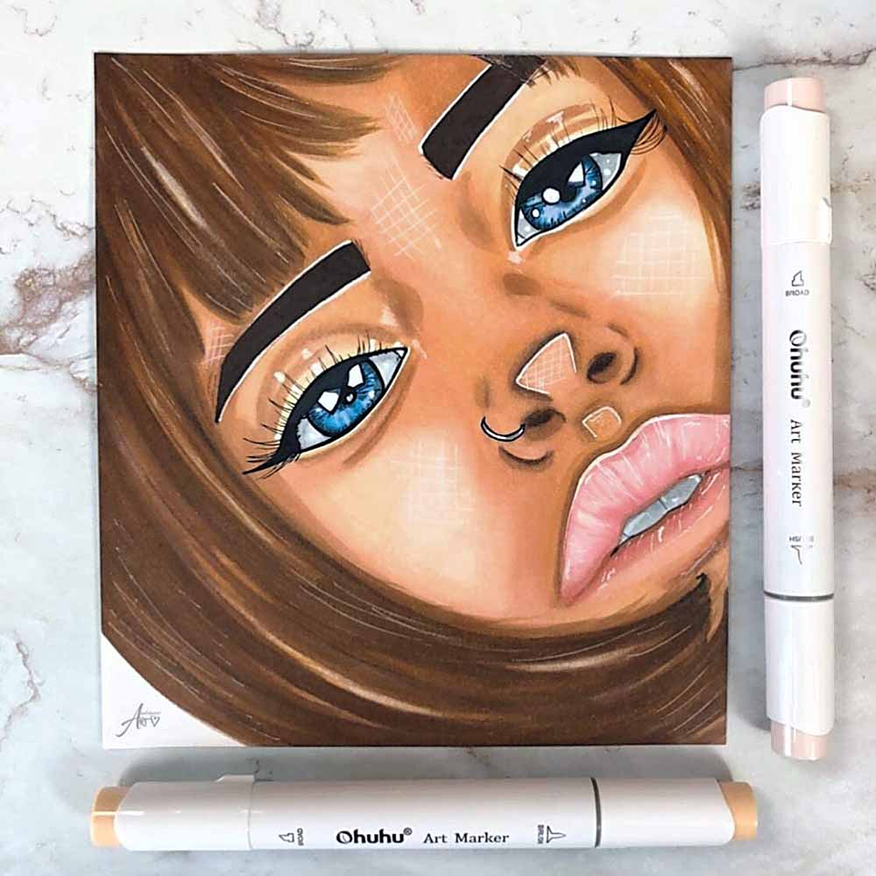 OHUHU 24 MARCADORES DE ALCOHOL PIEL + 1 BLENDER PINCEL&BISELADA 8