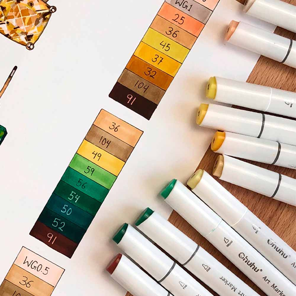 OHUHU 160 MARCADORES DE ALCOHOL + 1 BLENDER FINA&BISELADA 9