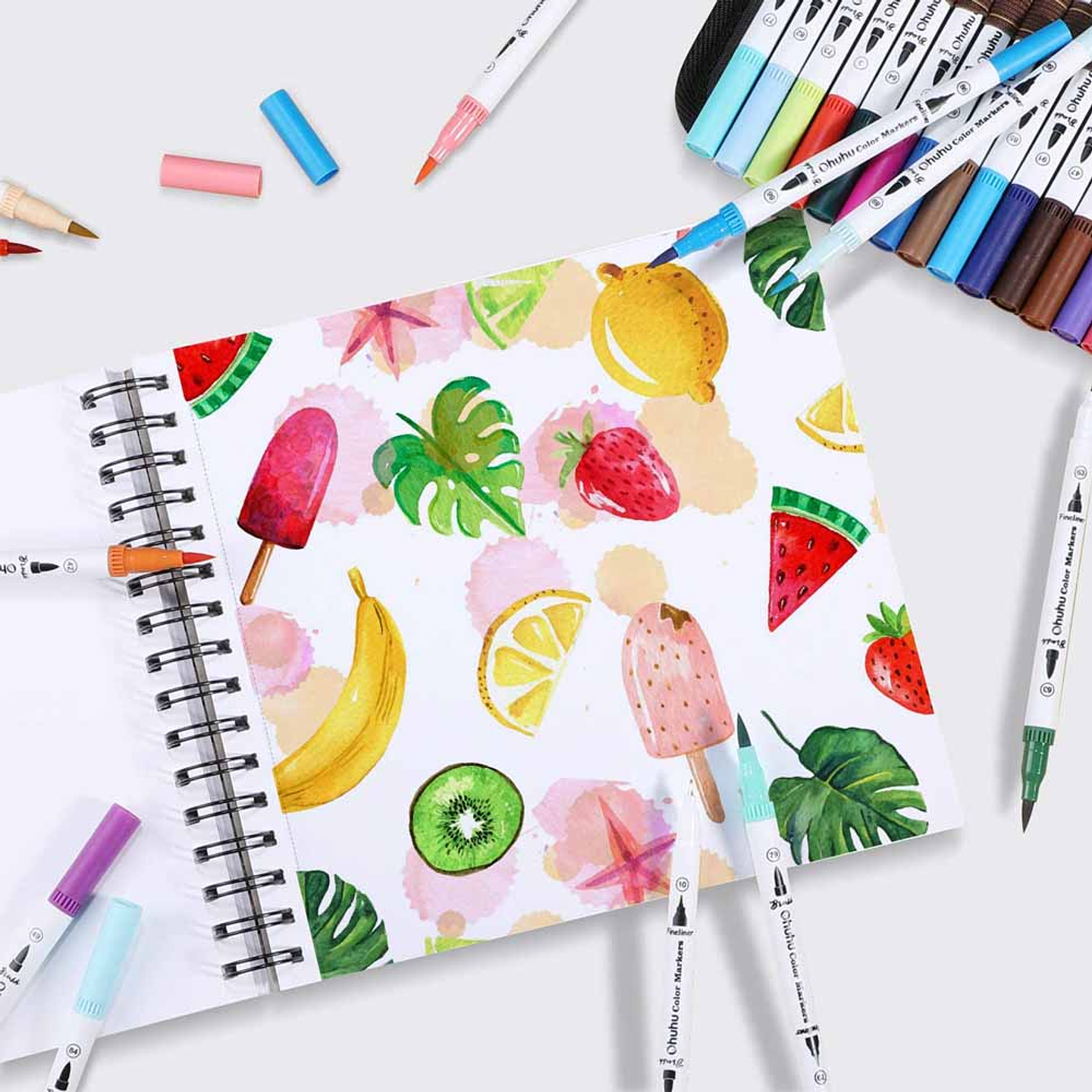 OHUHU BLOCK ESPIRAL PARA MARCADORES DE ALCOHOL (22 X 21 CM, 60 HOJAS) 120 LB/200 GSM 5