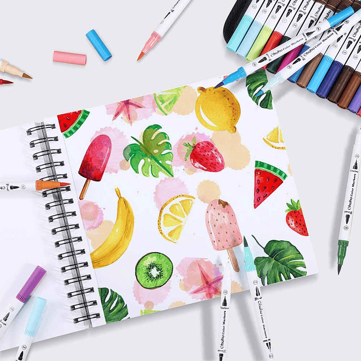 OHUHU BLOCK ESPIRAL PARA MARCADORES DE ALCOHOL (22 X 21 CM, 60 HOJAS) 120 LB/200 GSM 5