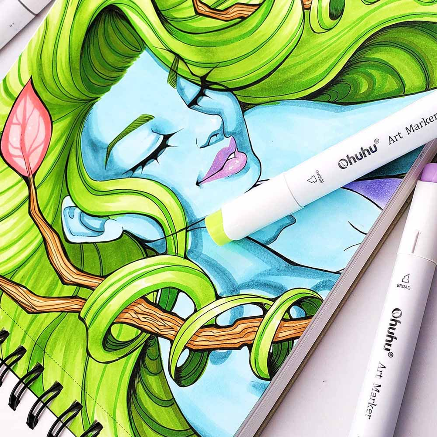 OHUHU BLOCK ESPIRAL PARA MARCADORES DE ALCOHOL (22 X 21 CM, 60 HOJAS) 120 LB/200 GSM 6