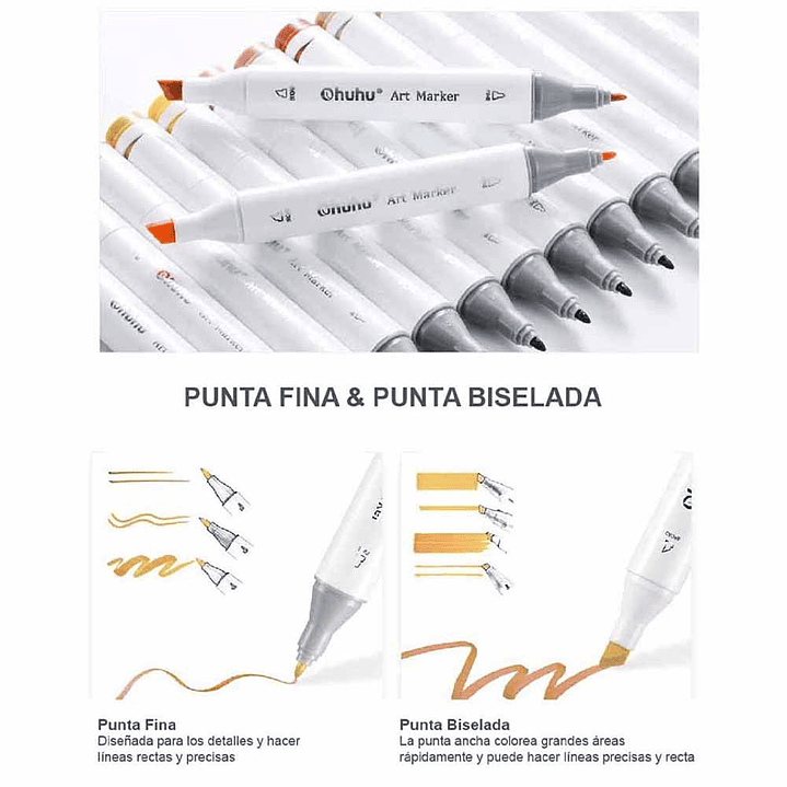 OHUHU 60 MARCADORES DE ALCOHOL + 1 BLENDER FINA&BISELADA 13