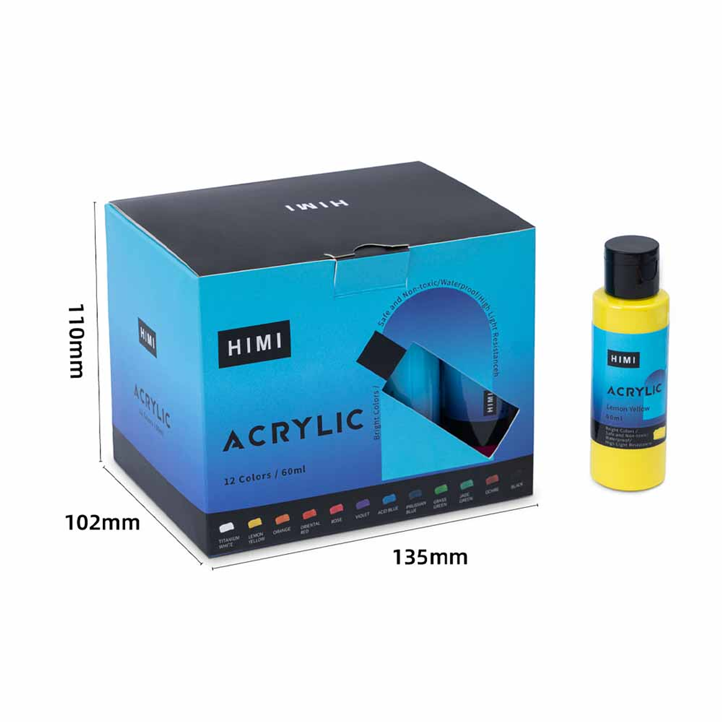 HIMI SET DE PINTURAS ACRÍLICAS 12 COLORES / 60 ML  9