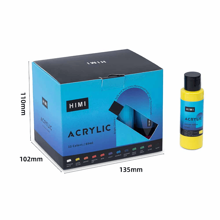 HIMI SET DE PINTURAS ACRÍLICAS 12 COLORES / 60 ML  9