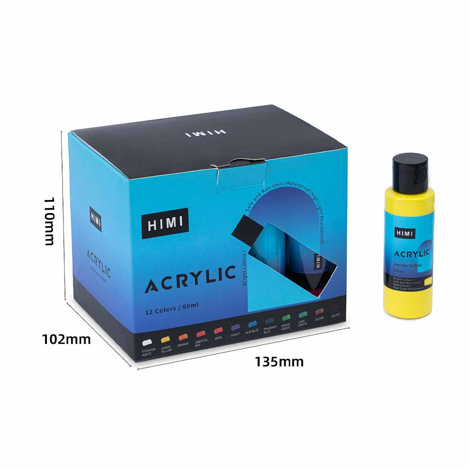 HIMI SET DE PINTURAS ACRÍLICAS 12 COLORES / 60 ML  9