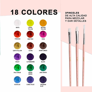 HIMI SET GOUACHE 18 COLORES / 30GR + PINCELES (ESTUCHE ROSADO)