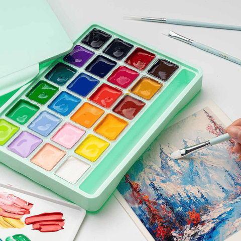 HIMI SET GOUACHE 24 COLORES / 30GR (INCLUYE PINCEL) VERDE