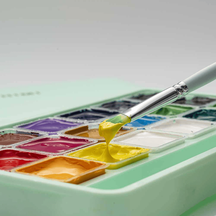 HIMI SET GOUACHE 18 COLORES / 30GR + PINCELES (ESTUCHE VERDE) 5