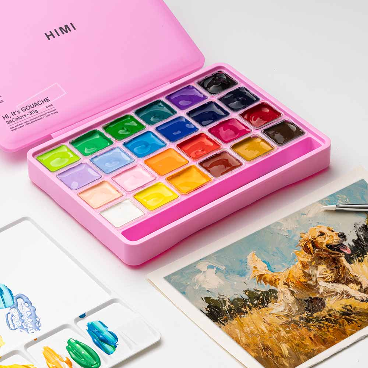 HIMI SET GOUACHE 24 COLORES / 30GR (INCLUYE PINCEL) ROSADO 2