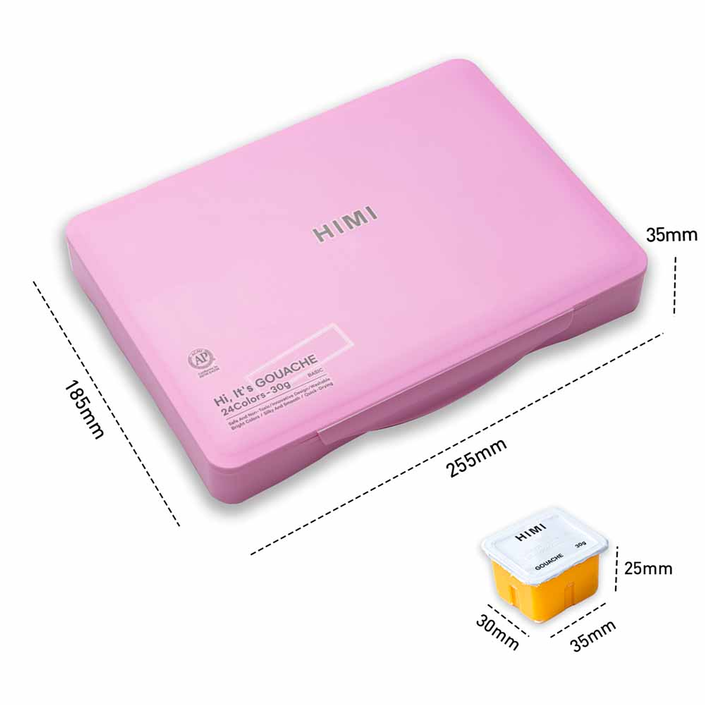 HIMI SET GOUACHE 24 COLORES / 30GR (INCLUYE PINCEL) ROSADO 4