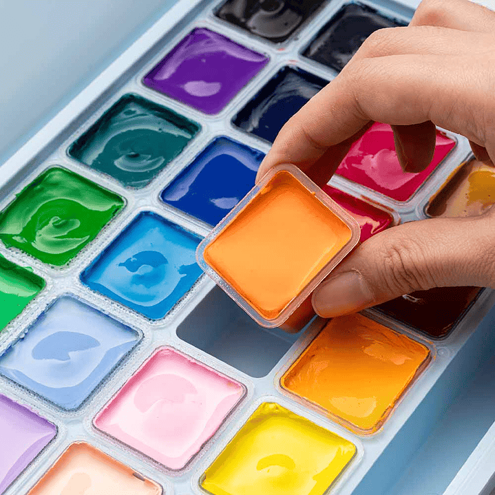 HIMI SET GOUACHE 24 COLORES / 30GR (INCLUYE PINCEL) CELESTE 3