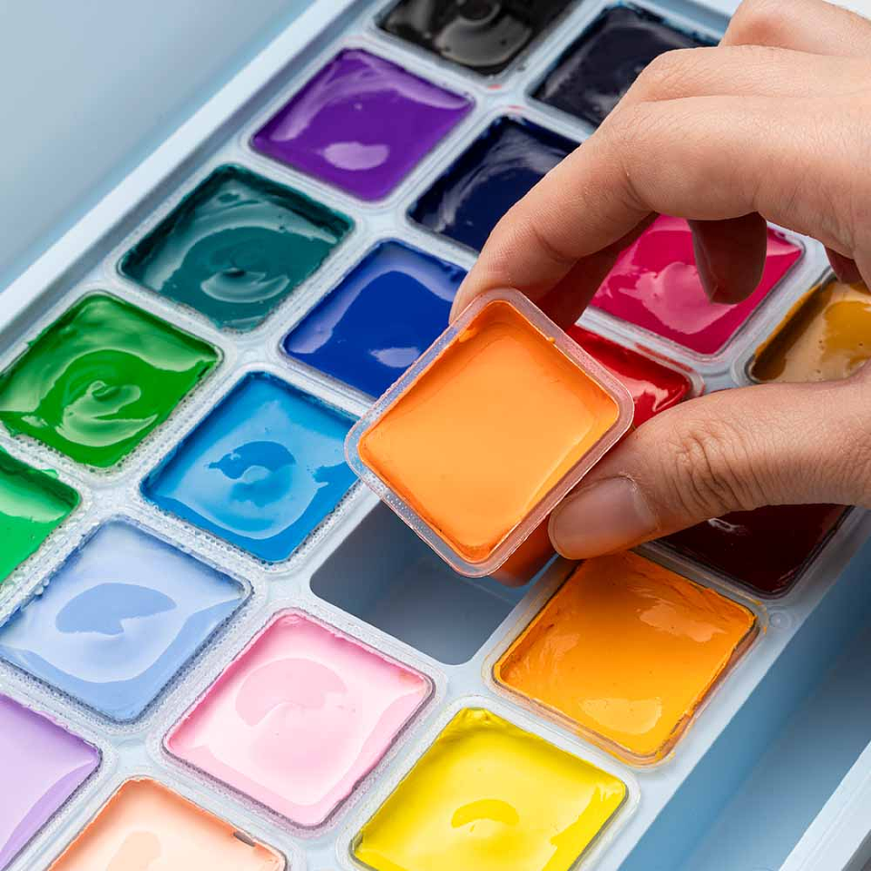 HIMI SET GOUACHE 24 COLORES / 30GR (INCLUYE PINCEL) CELESTE 3