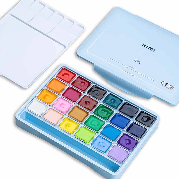 HIMI SET GOUACHE 24 COLORES / 30GR (NO INCLUYE PINCEL) ESTUCHE CELESTE 6