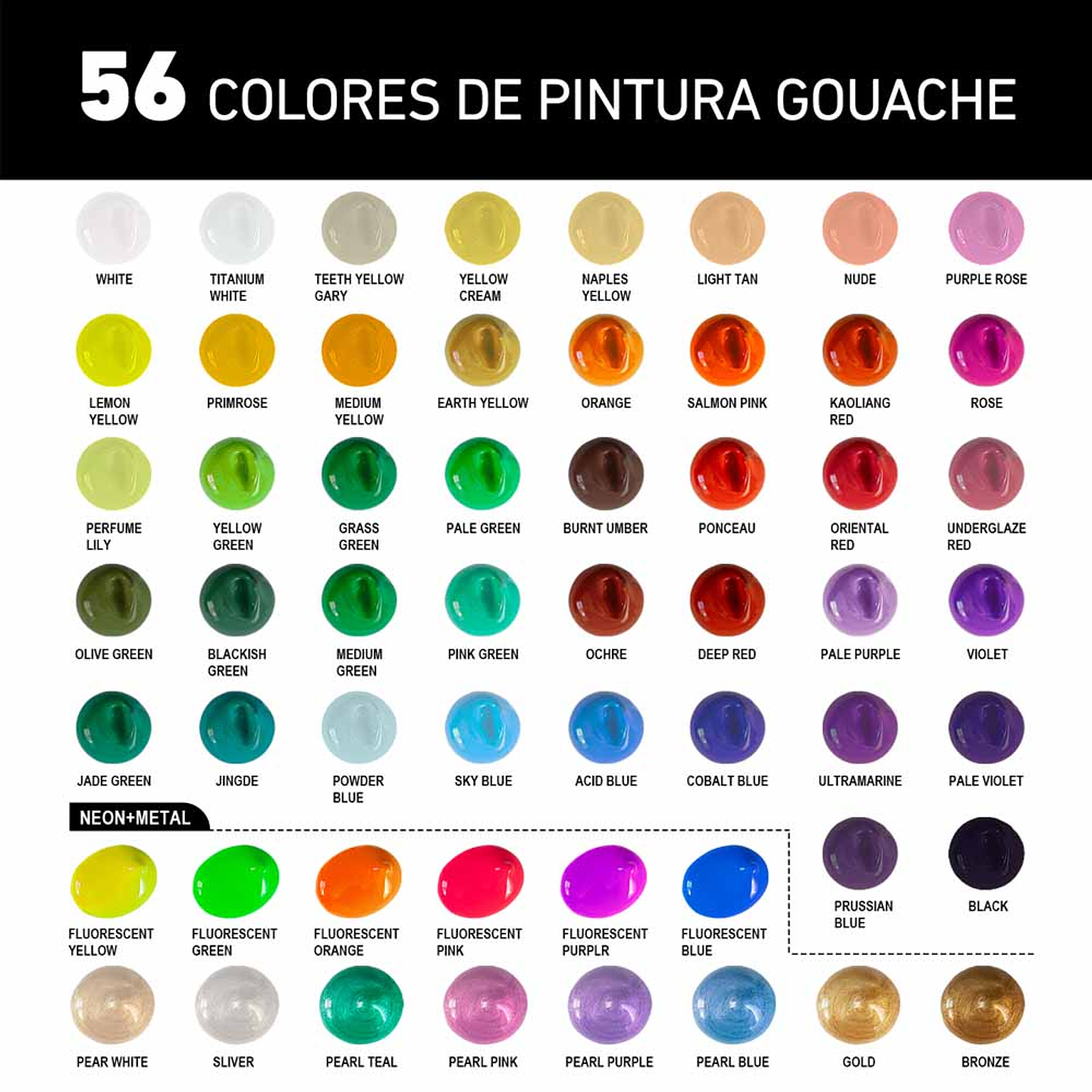 HIMI SET GOUACHE 56 COLORES / 30GR (ESTUCHE BLANCO)  7