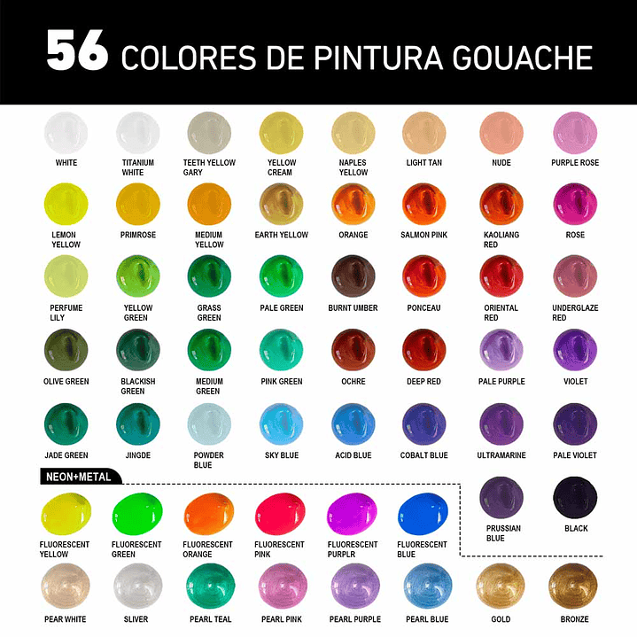 HIMI SET GOUACHE 56 COLORES / 30GR (ESTUCHE BLANCO)  7