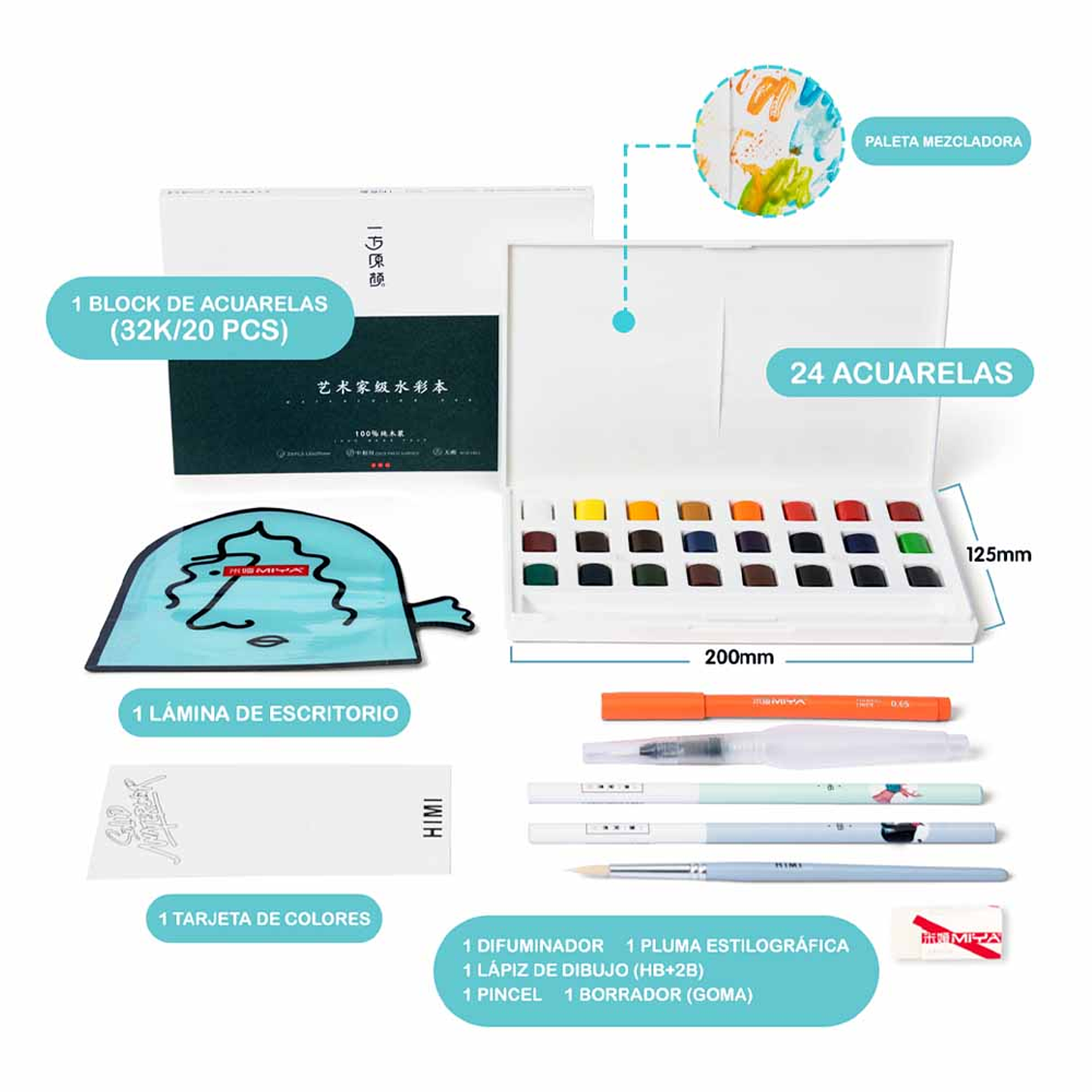 HIMI SET DE ACUARELA 24 COLORES  4