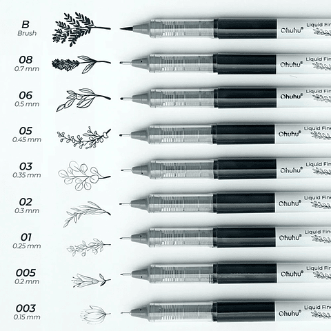 OHUHU KOHALA TIRALINEAS DE PUNTA FINA PAQUETE DE 9