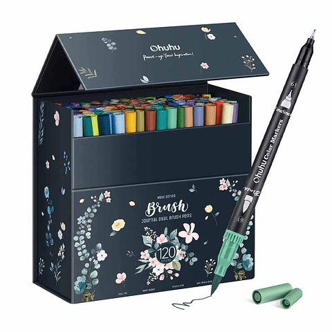 OHUHU MAUI 120 MARCADORES A BASE DE AGUA PINCEL&FINELINER