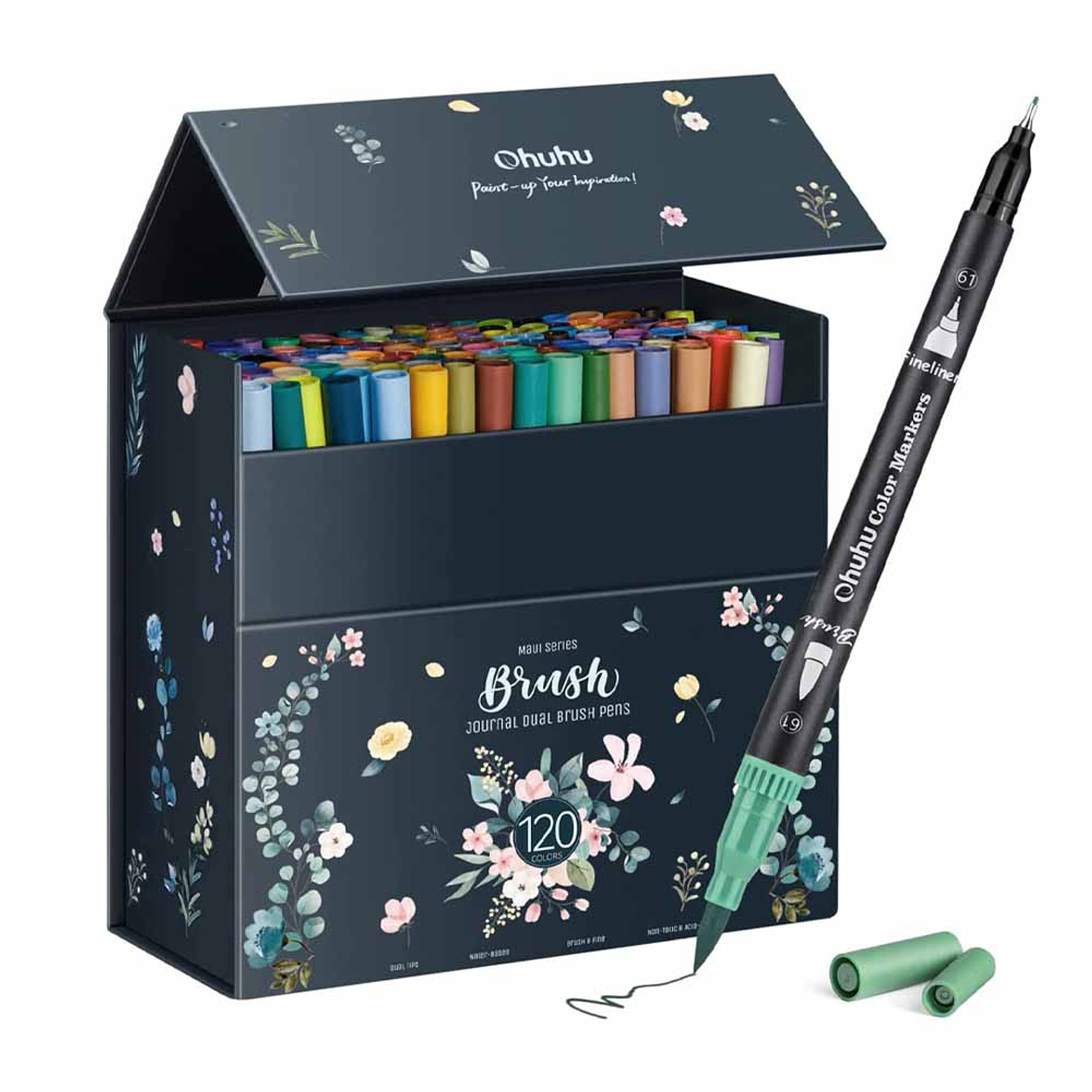OHUHU MAUI 120 MARCADORES A BASE DE AGUA PINCEL&FINELINER 1