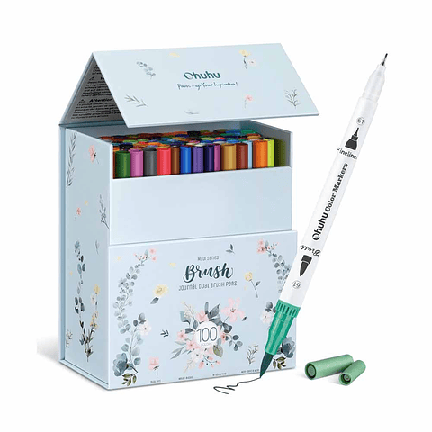 OHUHU MAUI 100 MARCADORES A BASE DE AGUA PINCEL&FINELINER