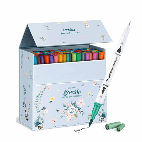 OHUHU MAUI 120 MARCADORES A BASE DE AGUA PINCEL&FINELINER 