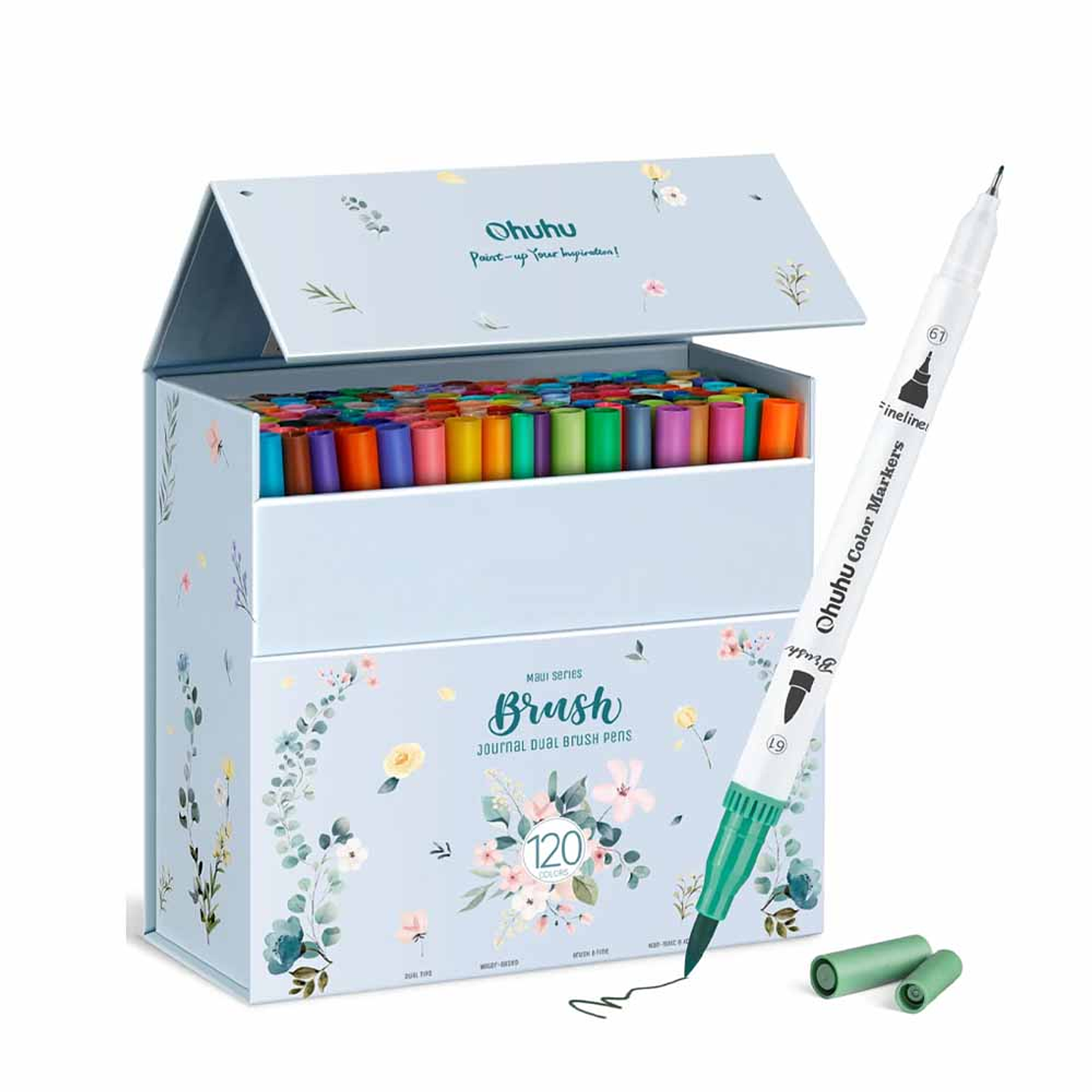 OHUHU MAUI 120 MARCADORES A BASE DE AGUA PINCEL&FINELINER  1