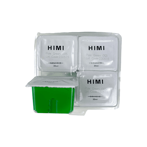 PALE GREEN 005 Recambio de Pintura Gouache Miya Himi de 30 ml 4 unidades