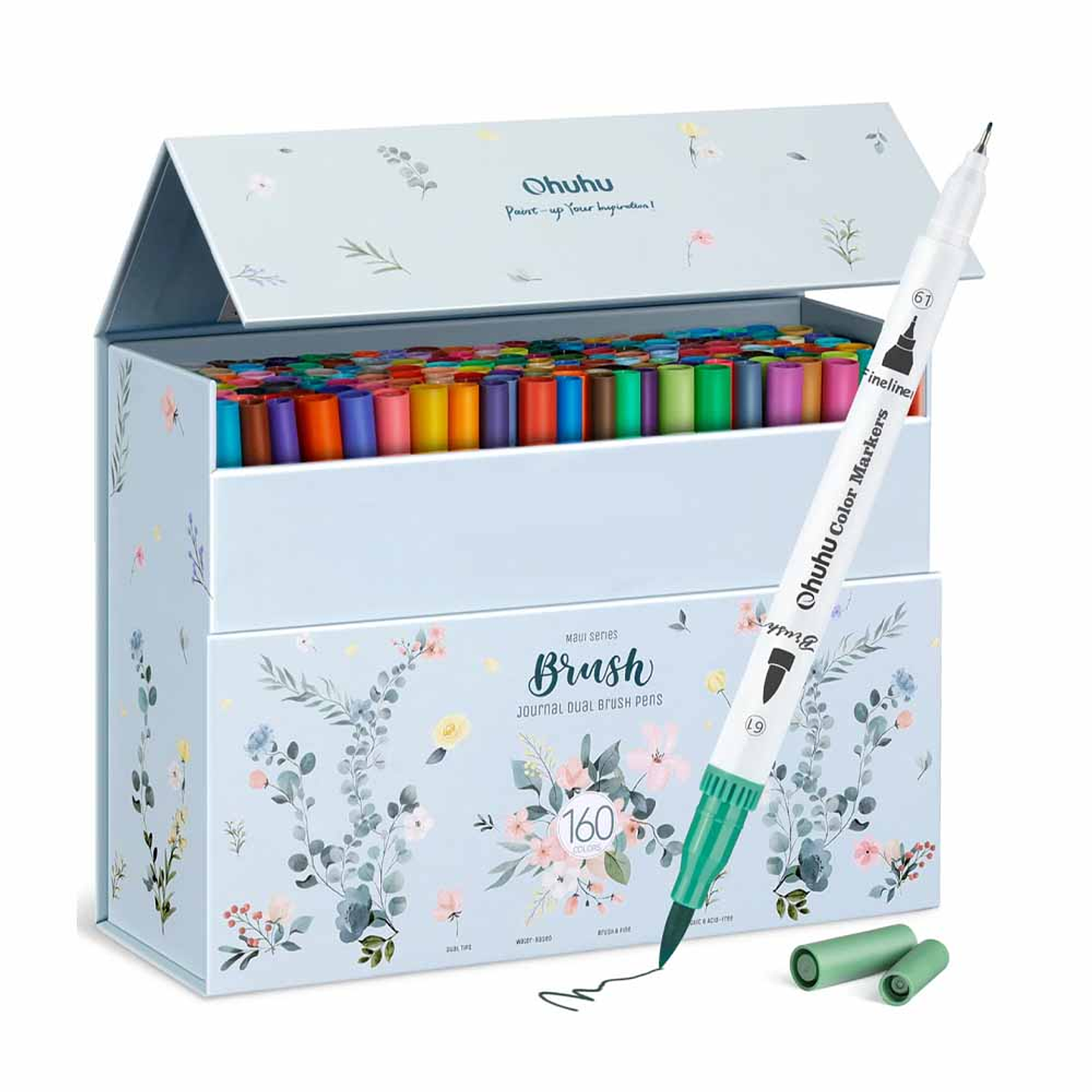 OHUHU MAUI 160 MARCADORES A BASE DE AGUA PINCEL&FINELINER 1