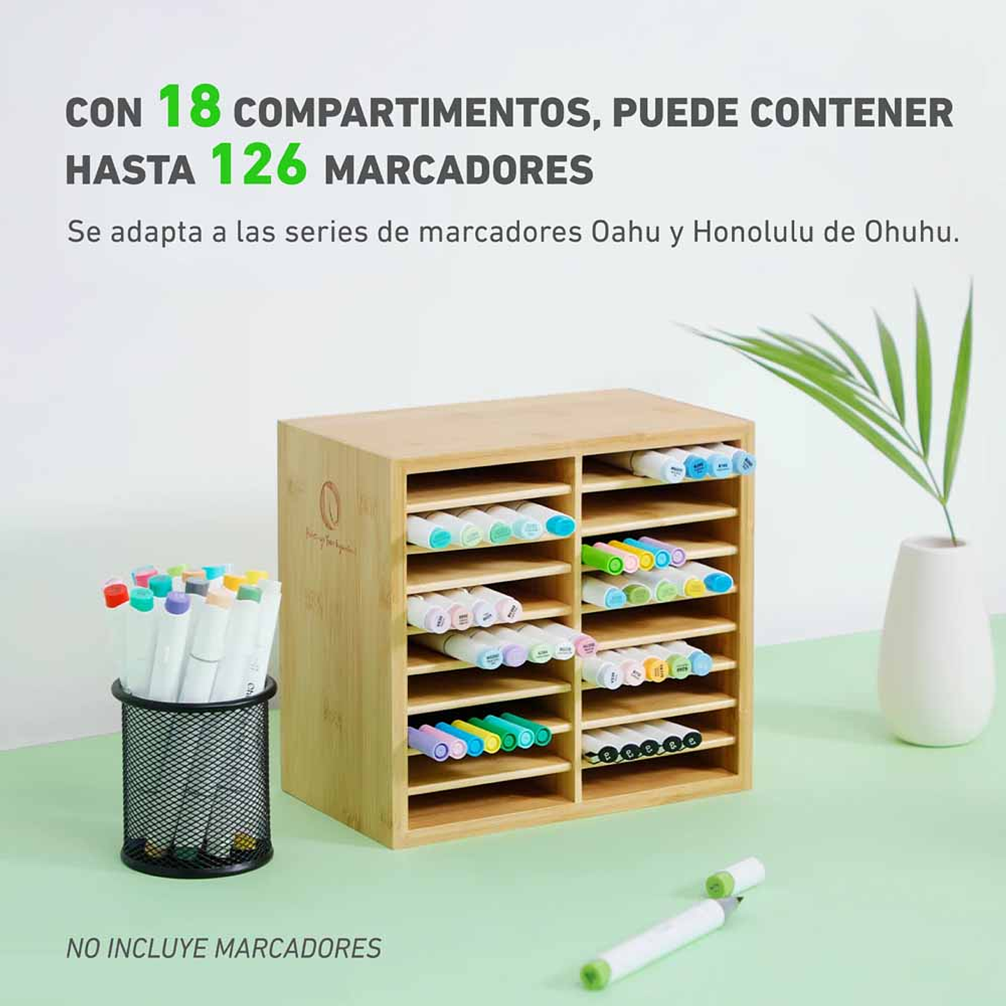 OHUHU ORGANIZADOR DE MARCADORES DE BAMBÚ 4