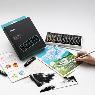 TUBOS DE PINTURA ACRÍLICA HIMI, 12ML/18COLORES