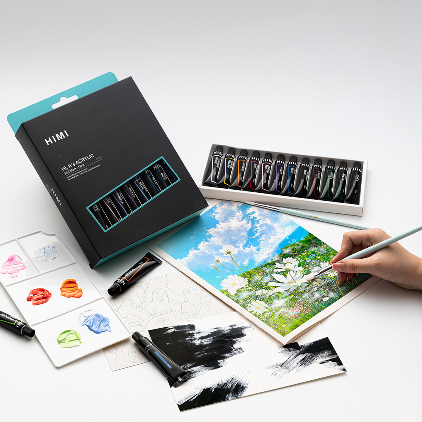  TUBOS DE PINTURA ACRÍLICA HIMI, 12ML/24COLORES 1