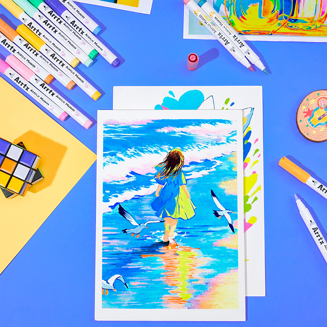 ARRTX MARCADORES DE ACRÍLICO 60 COLORES PUNTA PINCEL 4