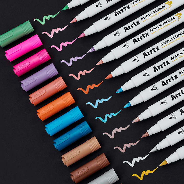 ﻿ARRTX MARCADORES METÁLICOS ACRÍLICO DE 12 COLORES 2