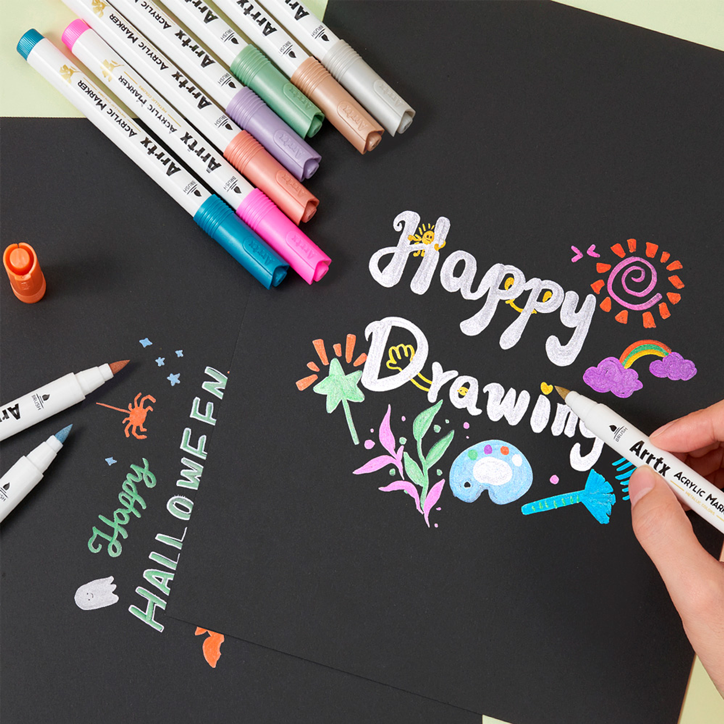 ARRTX MARCADORES METÁLICOS ACRÍLICO DE 12 COLORES 5