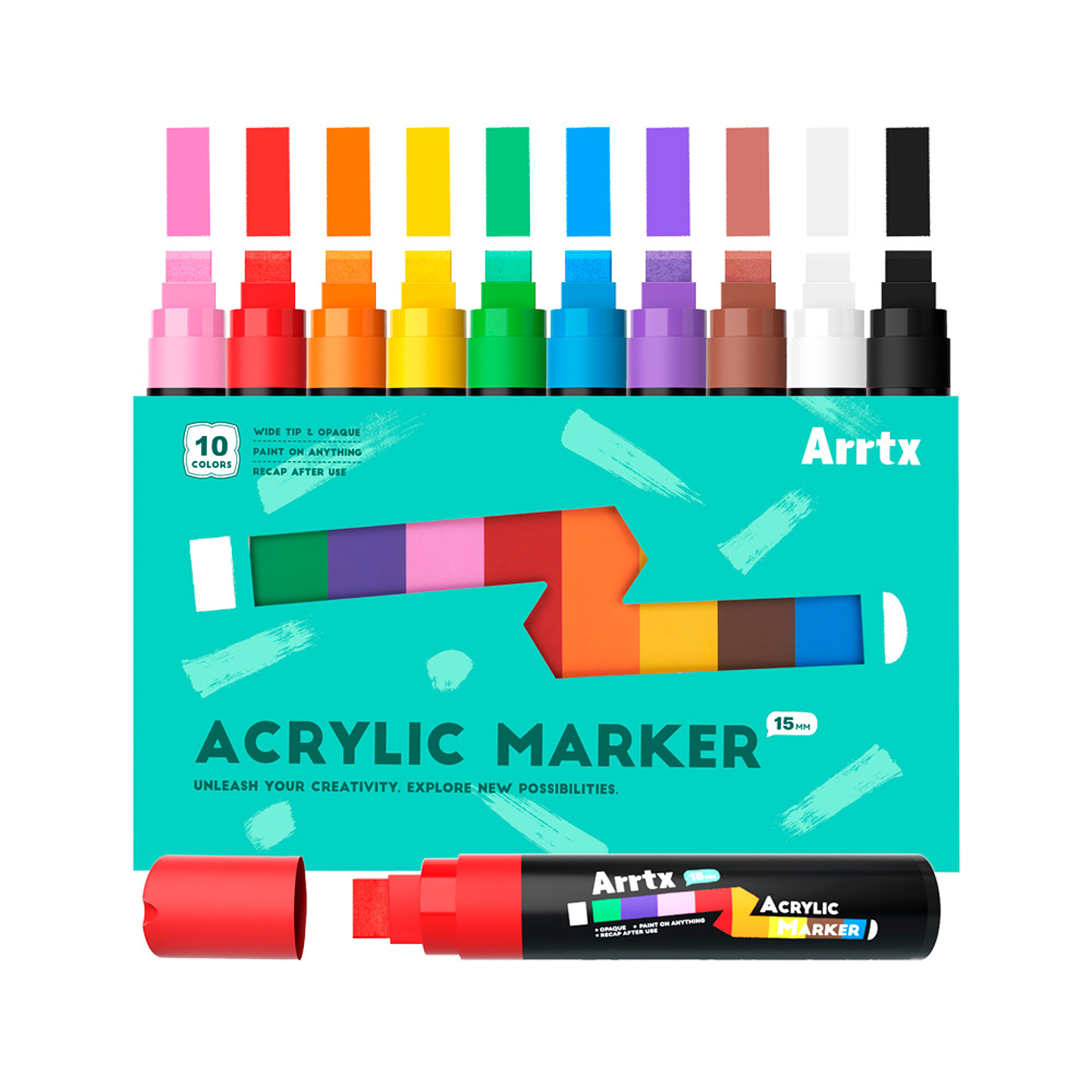 ARRTX 10 MARCADORES ACRÍLICOS JUMBO DE 15 MM 1