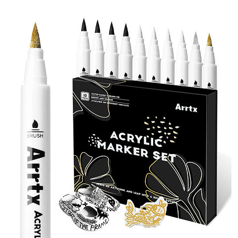 ARRTX 10 MARCADORES DE PINTURA ACRÍLICA PUNTA DE PINCEL