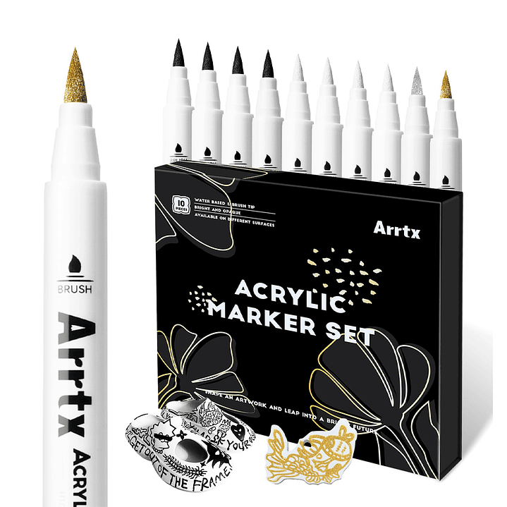 ARRTX 10 MARCADORES DE PINTURA ACRÍLICA PUNTA DE PINCEL 1