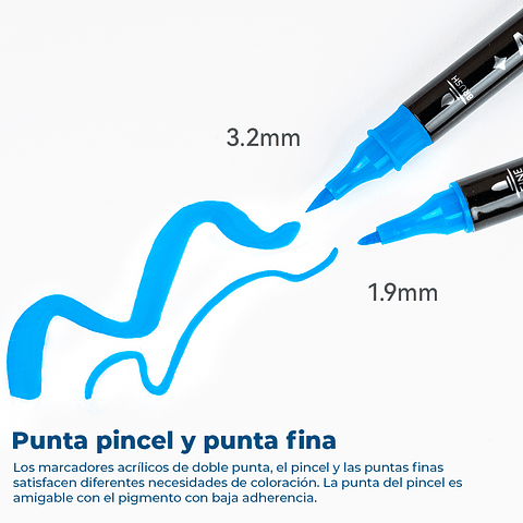 ARRTX MARCADORES ACRÍLICOS DE DOBLE PUNTA PINCEL & FINA