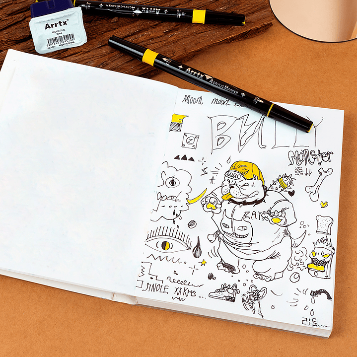 ARRTX MARCADORES ACRÍLICOS DE DOBLE PUNTA PINCEL & FINA 6