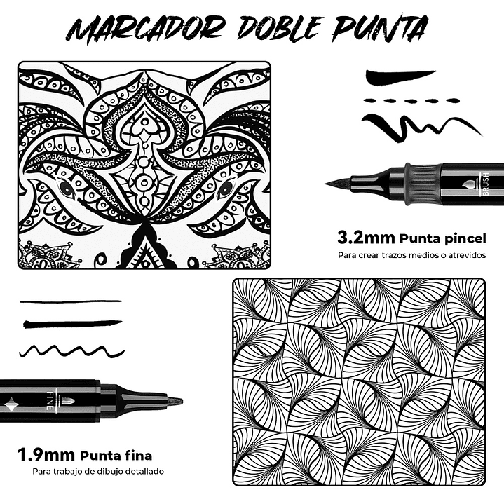 ARRTX 8 MARCADORES ACRÍLICOS DE DOBLE PUNTA DE COLOR NEGRO 4