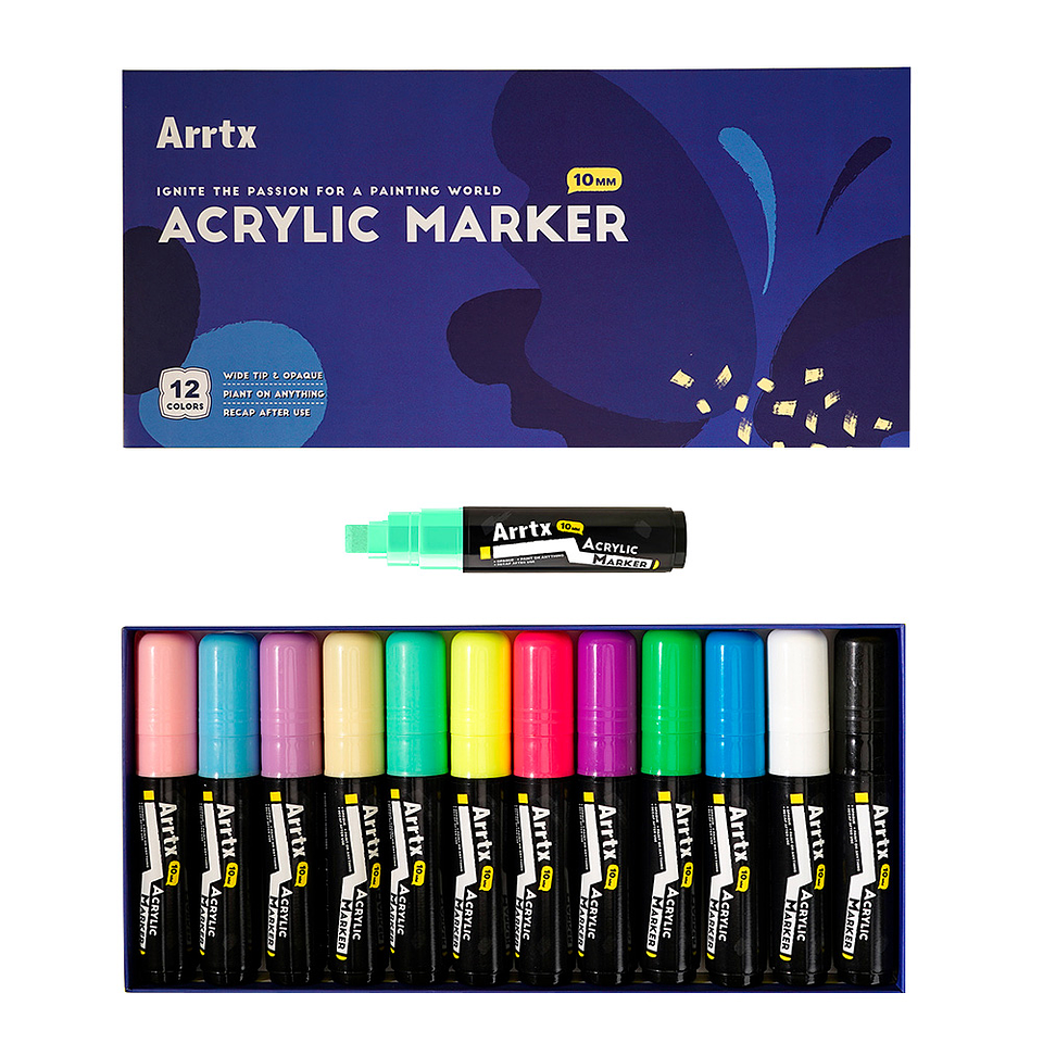 ARRTX 12 MARCADORES ACRÍLICOS JUMBO (PUNTAS ANCHAS DE 10 MM) 1